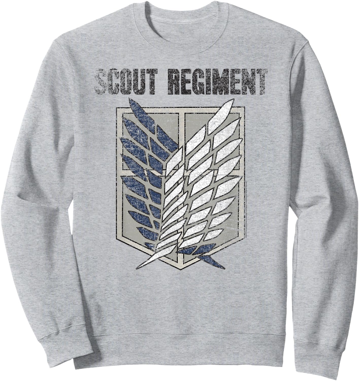 Ripple Junction Attack on Titan Distressed Survey Corps Emblem AOT Anime -Adults Sweatshirt - Sweatshirt | Ash