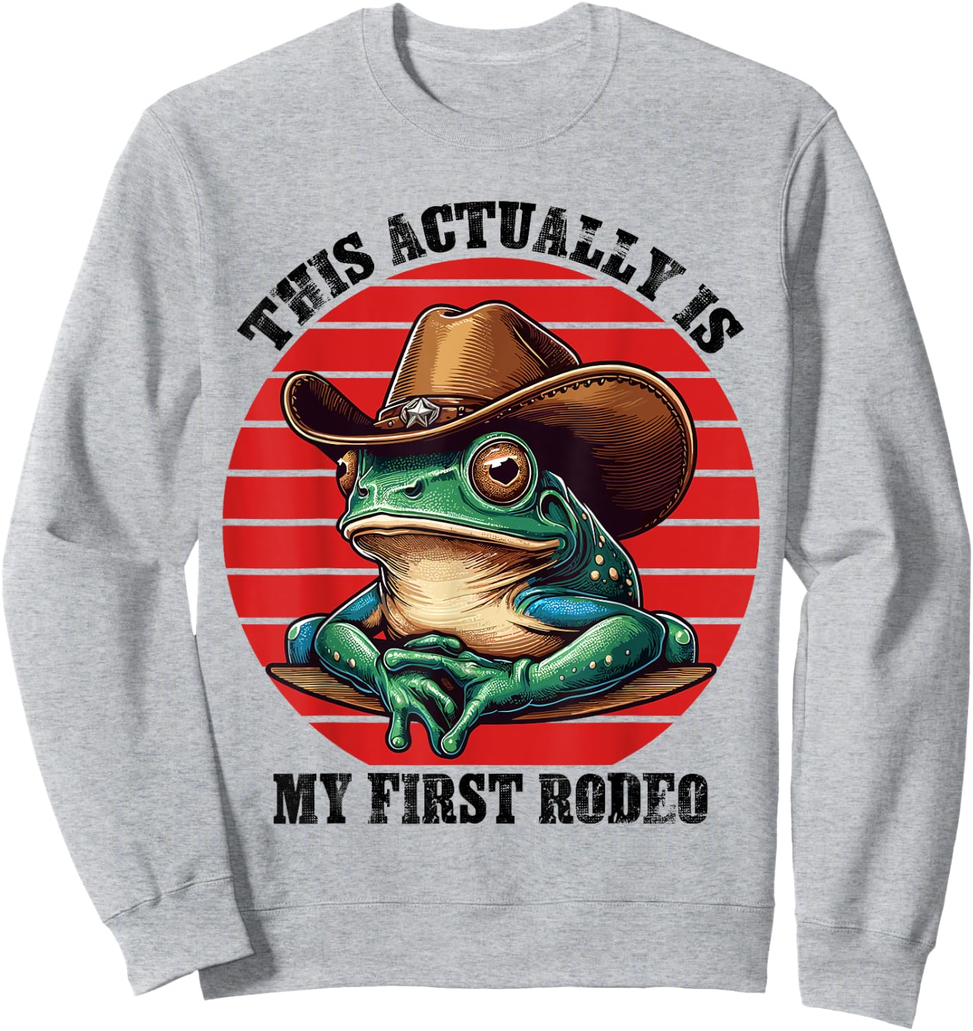 Funny Frog Cowboy Farmer Cowgirl Hat Western Frog Men Women Sweatshirt - Sweatshirt | Ash