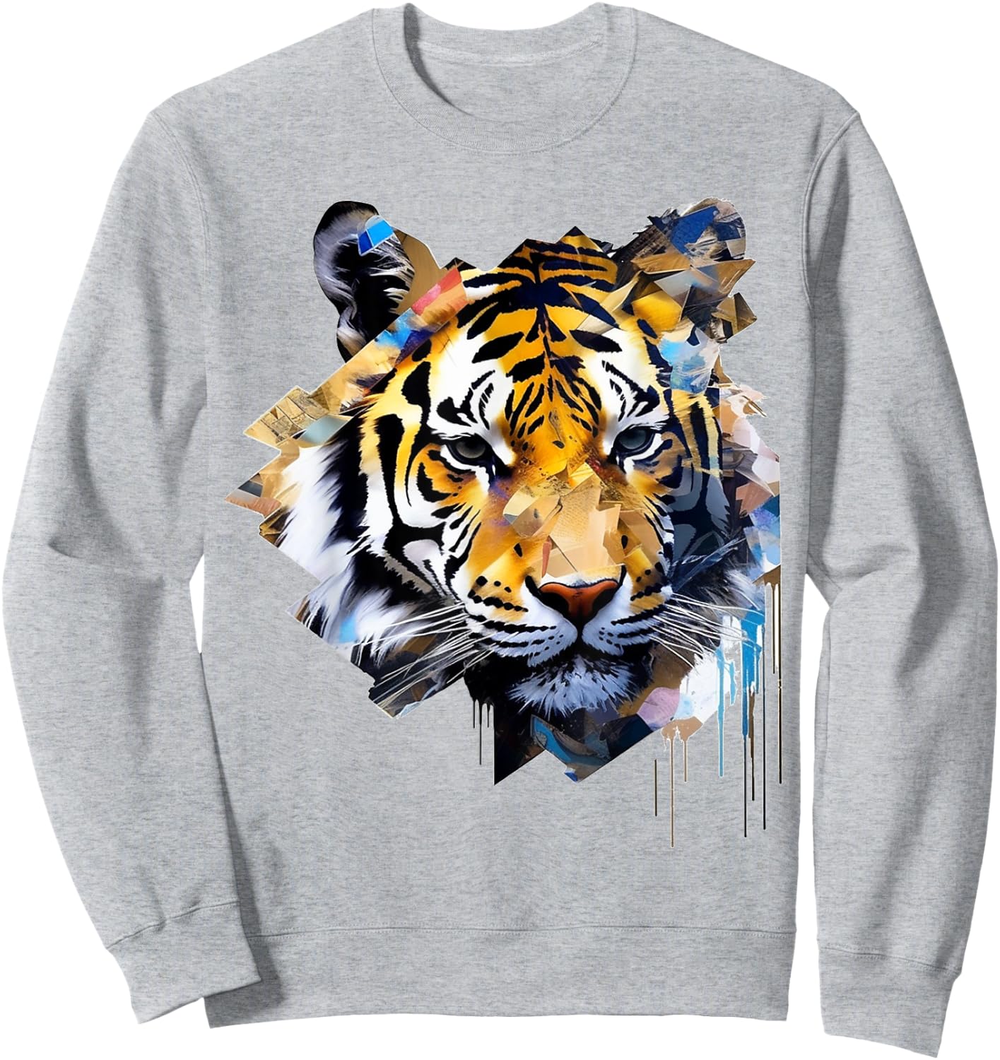 Tiger Artwork Animal Design Tiger Sweatshirt - Sweatshirt | Ash