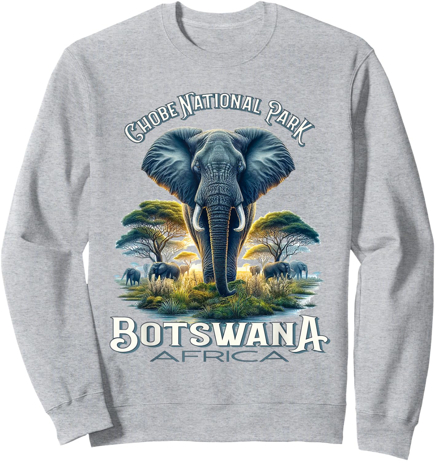Chobe National Park Botswana Africa Elephants Safari Sweatshirt - Sweatshirt | Ash