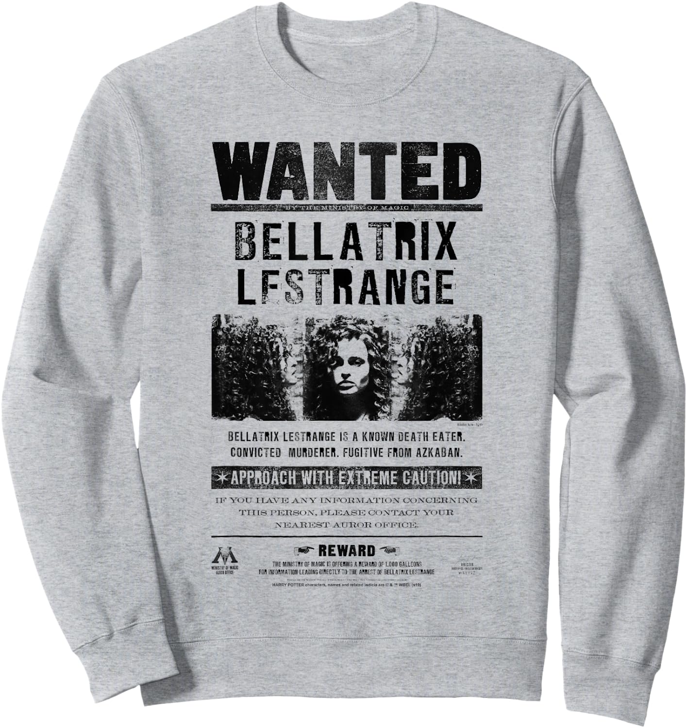 Harry Potter Bellatrix Lestrange Wanted Poster Sweatshirt - Sweatshirt | Ash