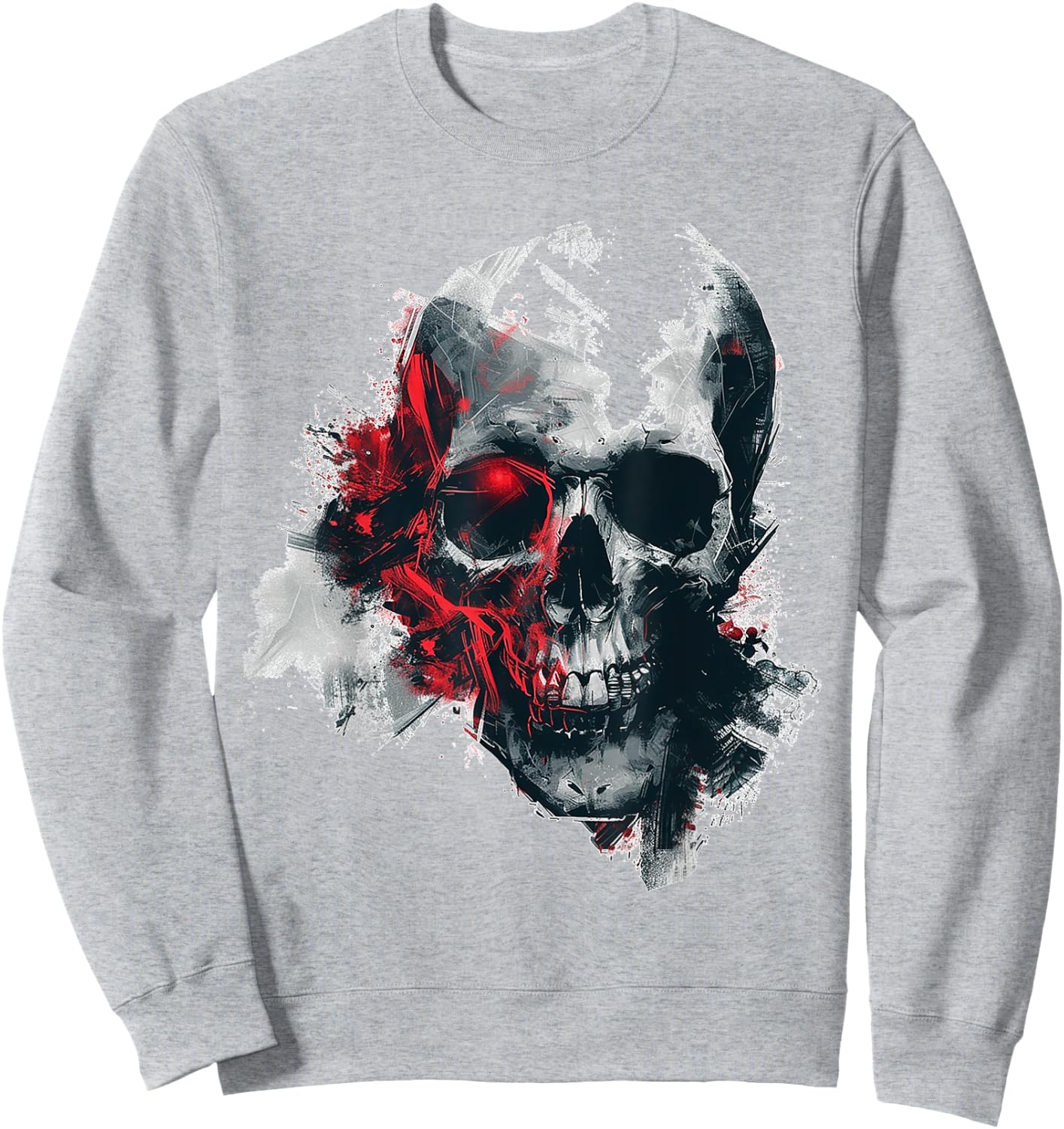 Skull Costume Halloween Spooky Art Skull Sweatshirt - Sweatshirt | Ash