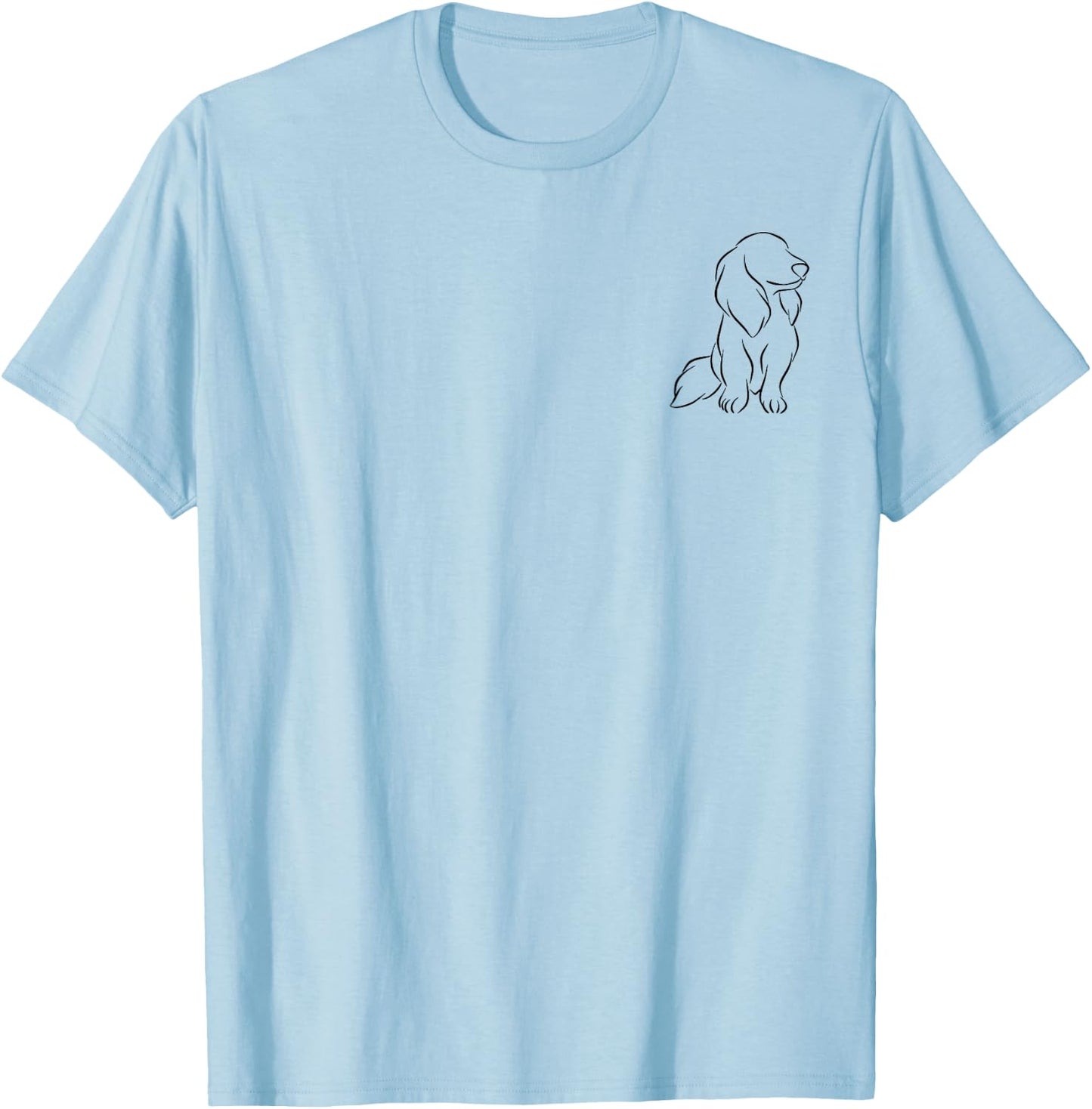 Long haired Dachshund Line Art cute Doxie Wiener Dog Men Women T-Shirt - T-Shirt | Light Blue