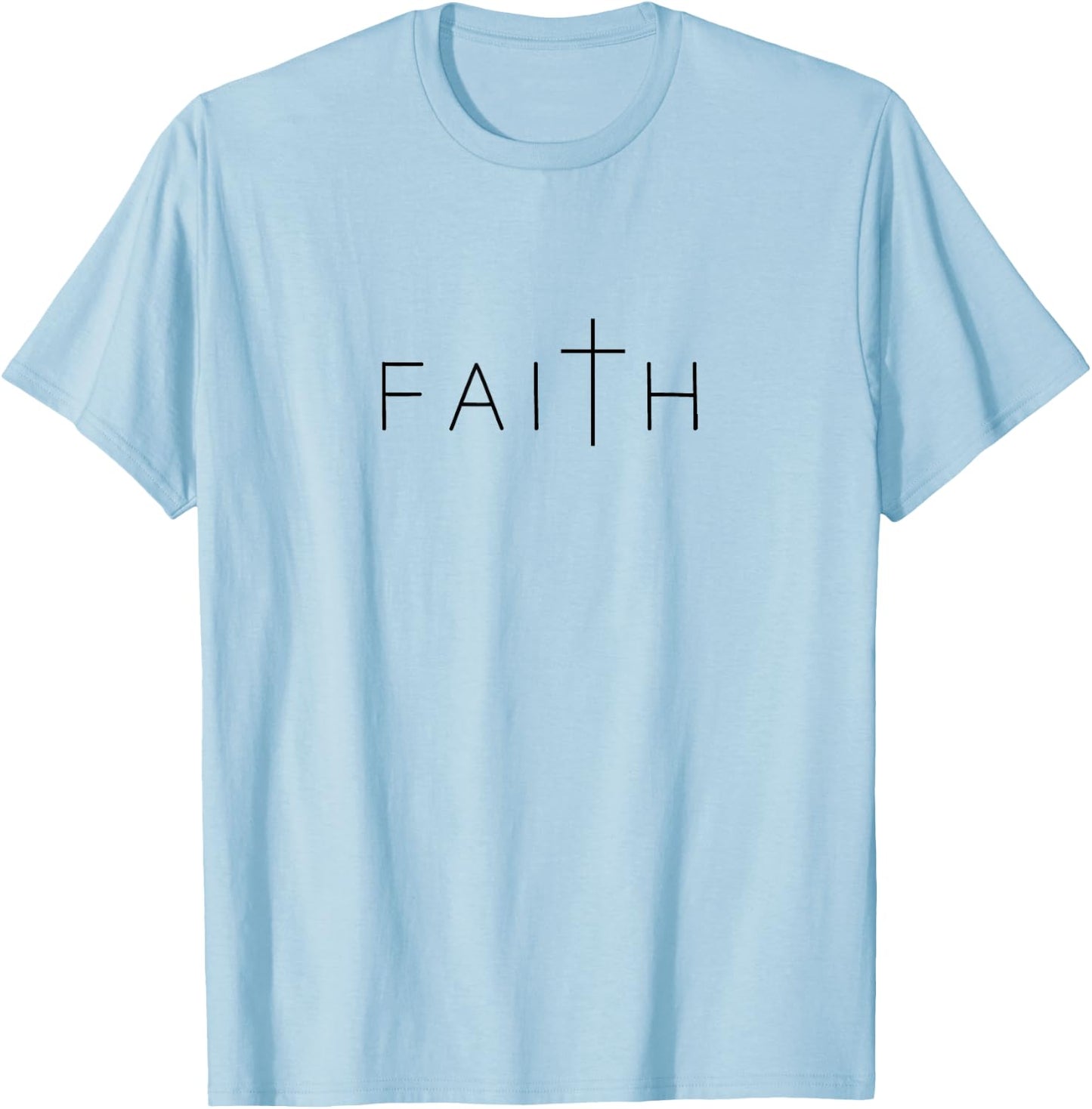 Faith Cross Subtle Christian Minimalist Religious Jesus T-Shirt - T-Shirt | Light Blue