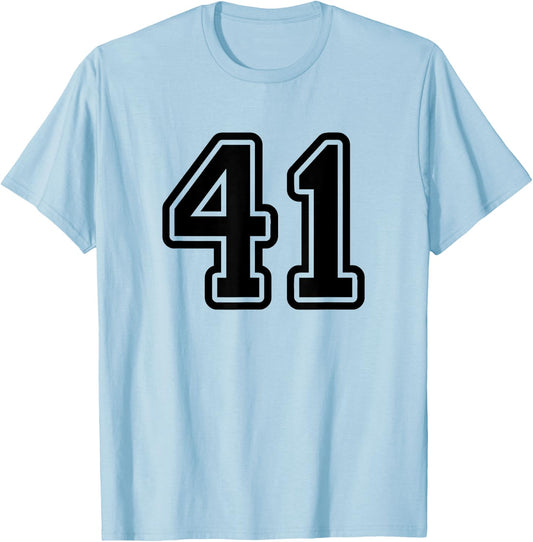 Jersey #41 Black Sports Team Jersey Number 41 T-Shirt - T-Shirt | Light Blue