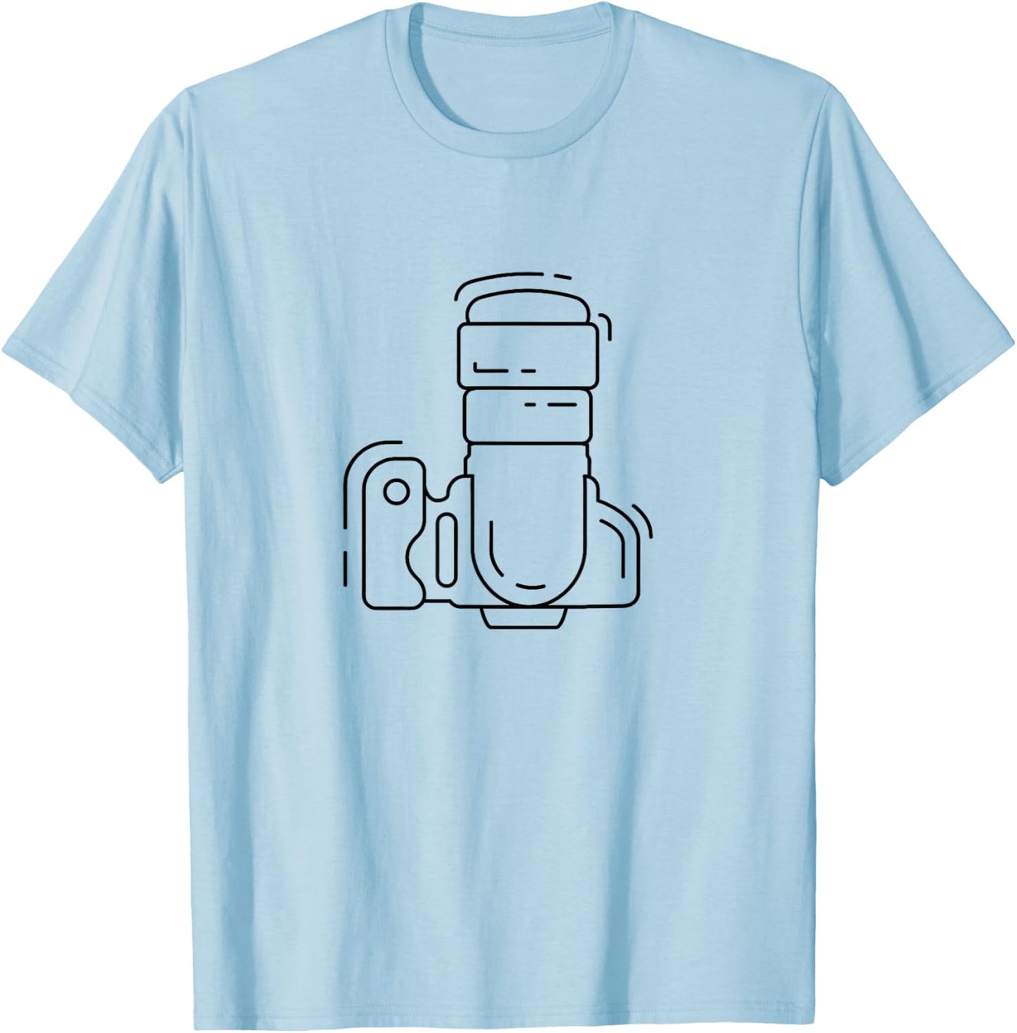 Photography Lover's Line Art DSLR Camera - Photographer T-Shirt - T-Shirt | Light Blue