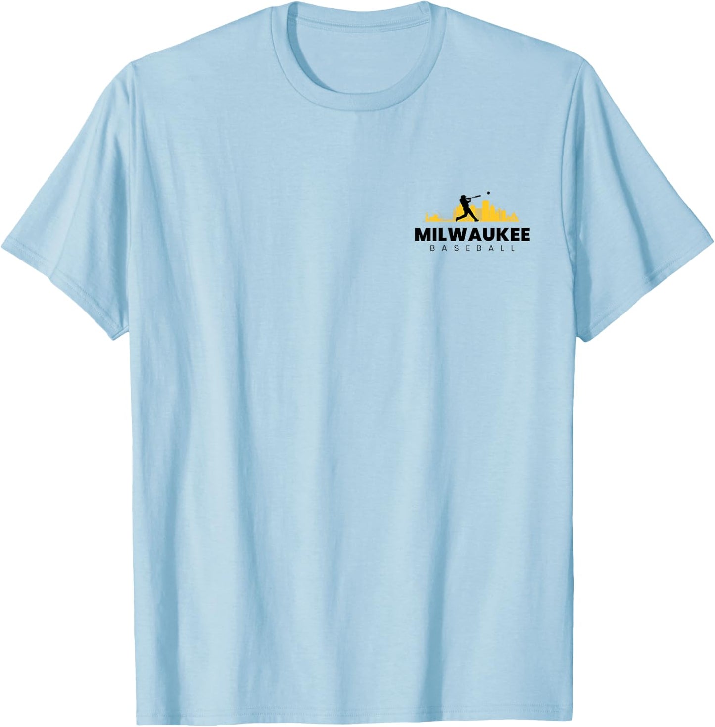 Milwaukee Baseball Minimalist City Skyline Baseball Lover T-Shirt - T-Shirt | Light Blue
