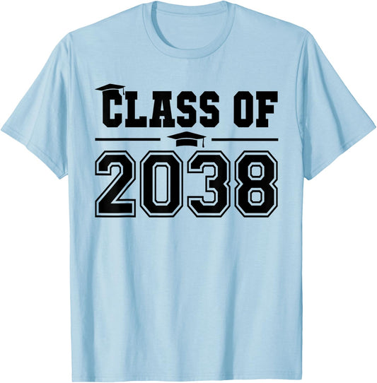 Class of 2038 Grow With Me First Day of School Graduation T-Shirt - T-Shirt | Light Blue