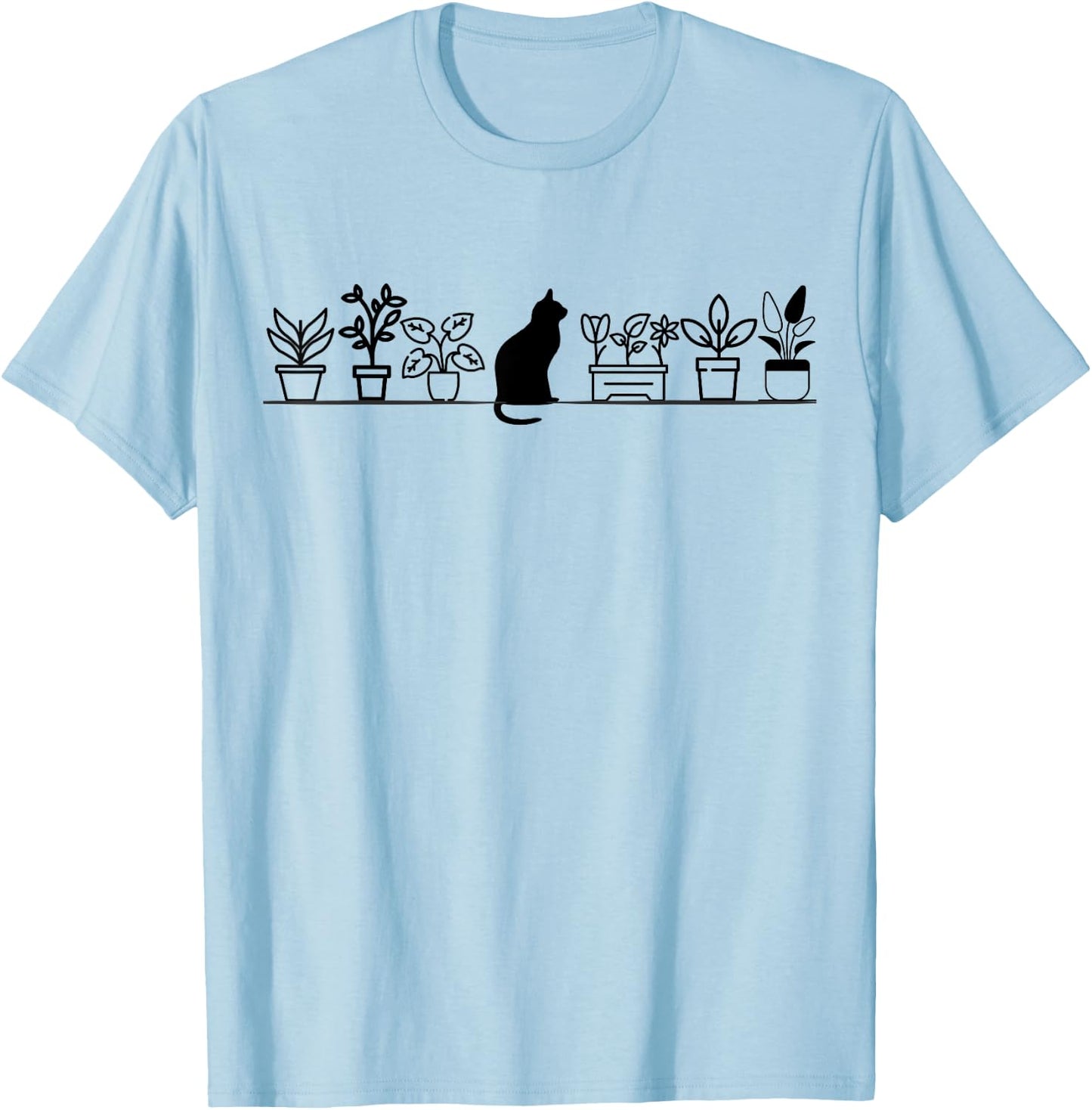 Cats And Plants A Purrfect Combination T-Shirt - T-Shirt | Light Blue