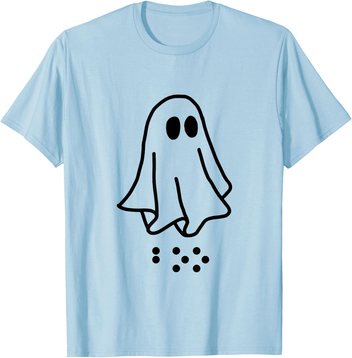 Simulated Braille Halloween Clothing Adult and Youth Ghost T-Shirt - T-Shirt | Light Blue