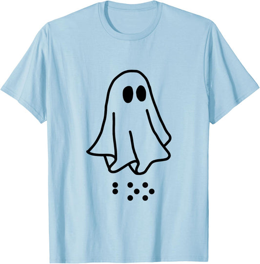 Simulated Braille Halloween Clothing Adult and Youth Ghost T-Shirt - T-Shirt | Light Blue