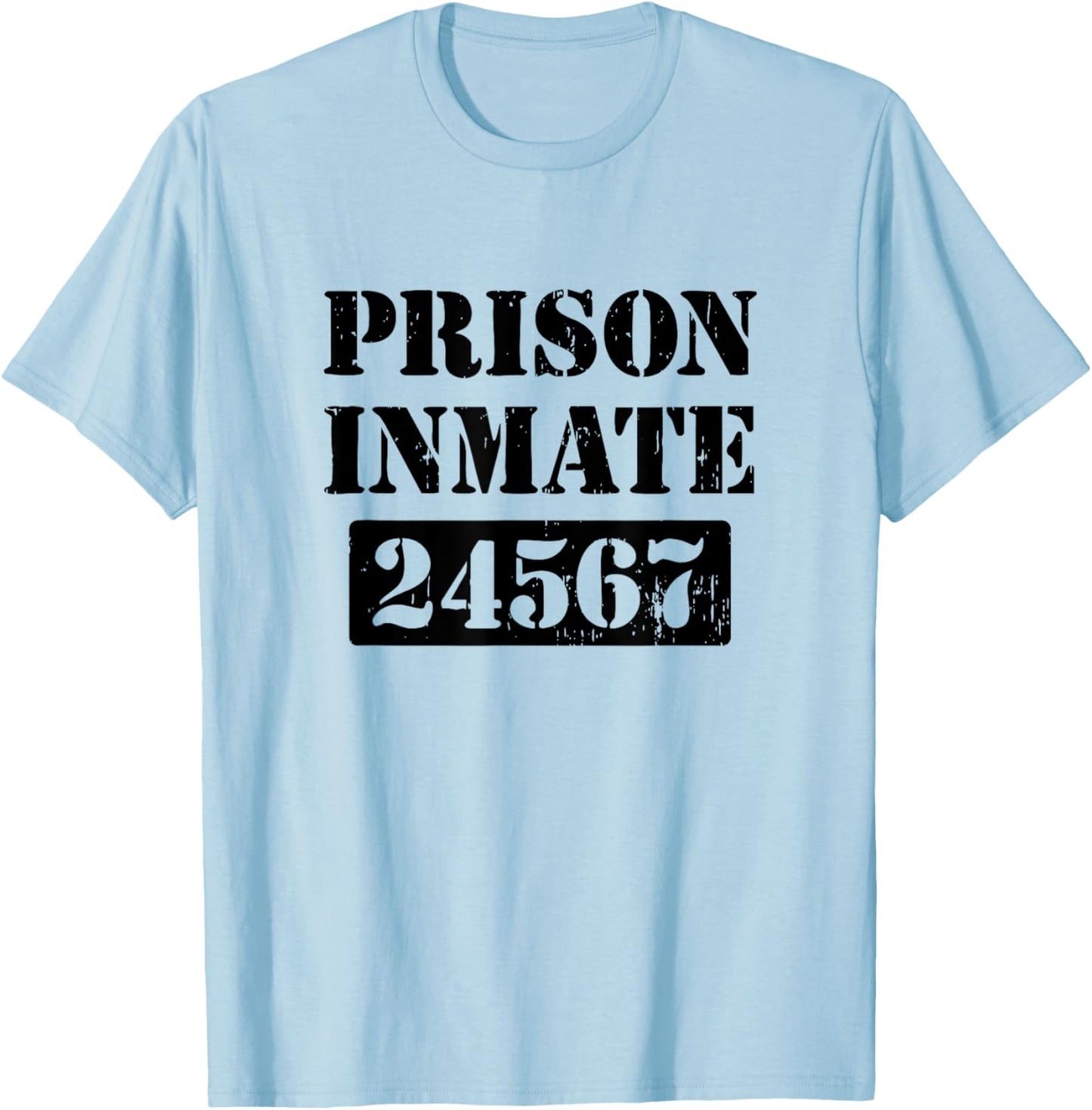 Prisoner Costume Orange Prison Uniform Halloween Jail Inmate T-Shirt - T-Shirt | Light Blue