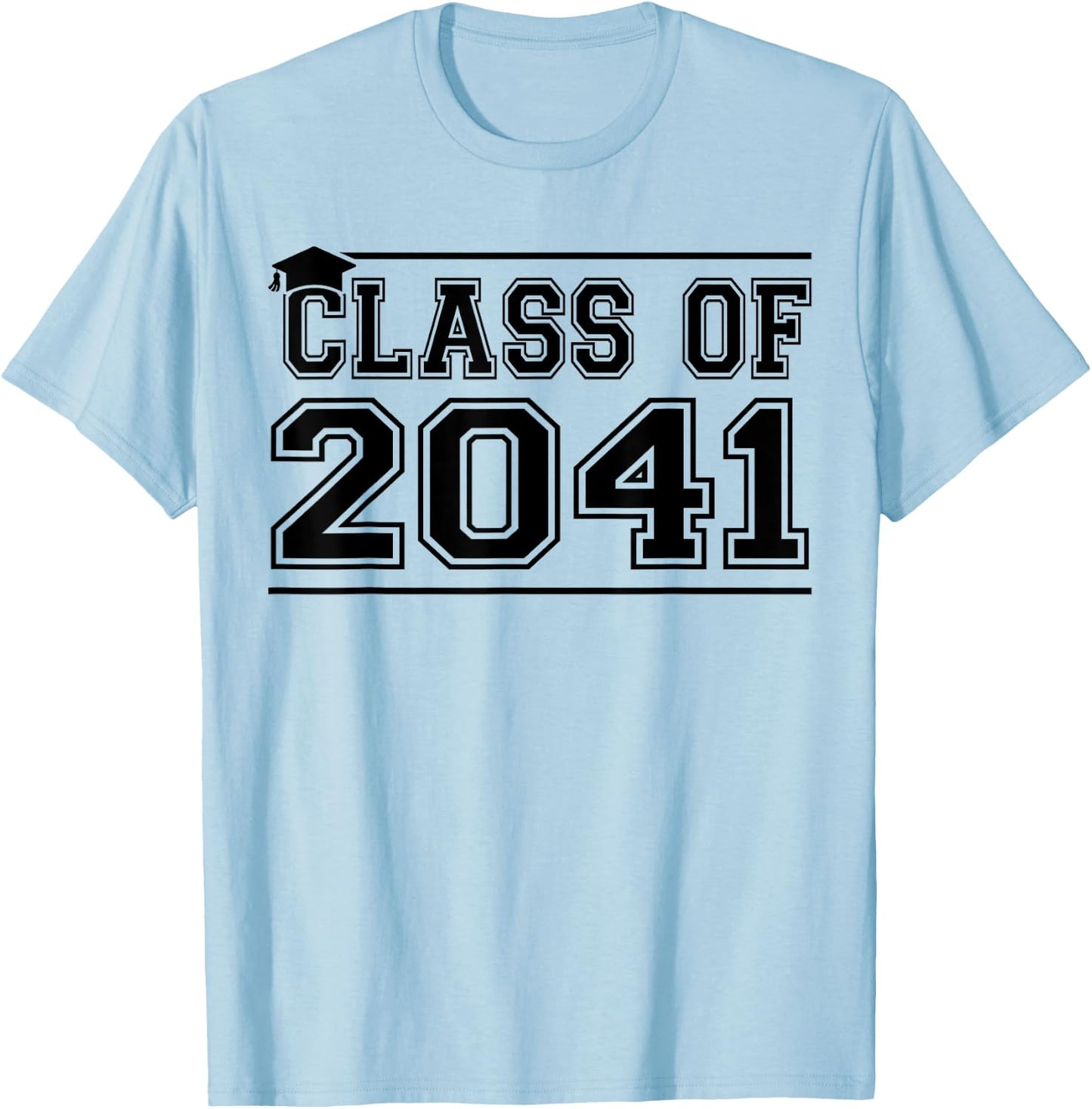 Class of 2041 Grow With Me Handprints On Back K to 12 Grade T-Shirt - T-Shirt | Light Blue