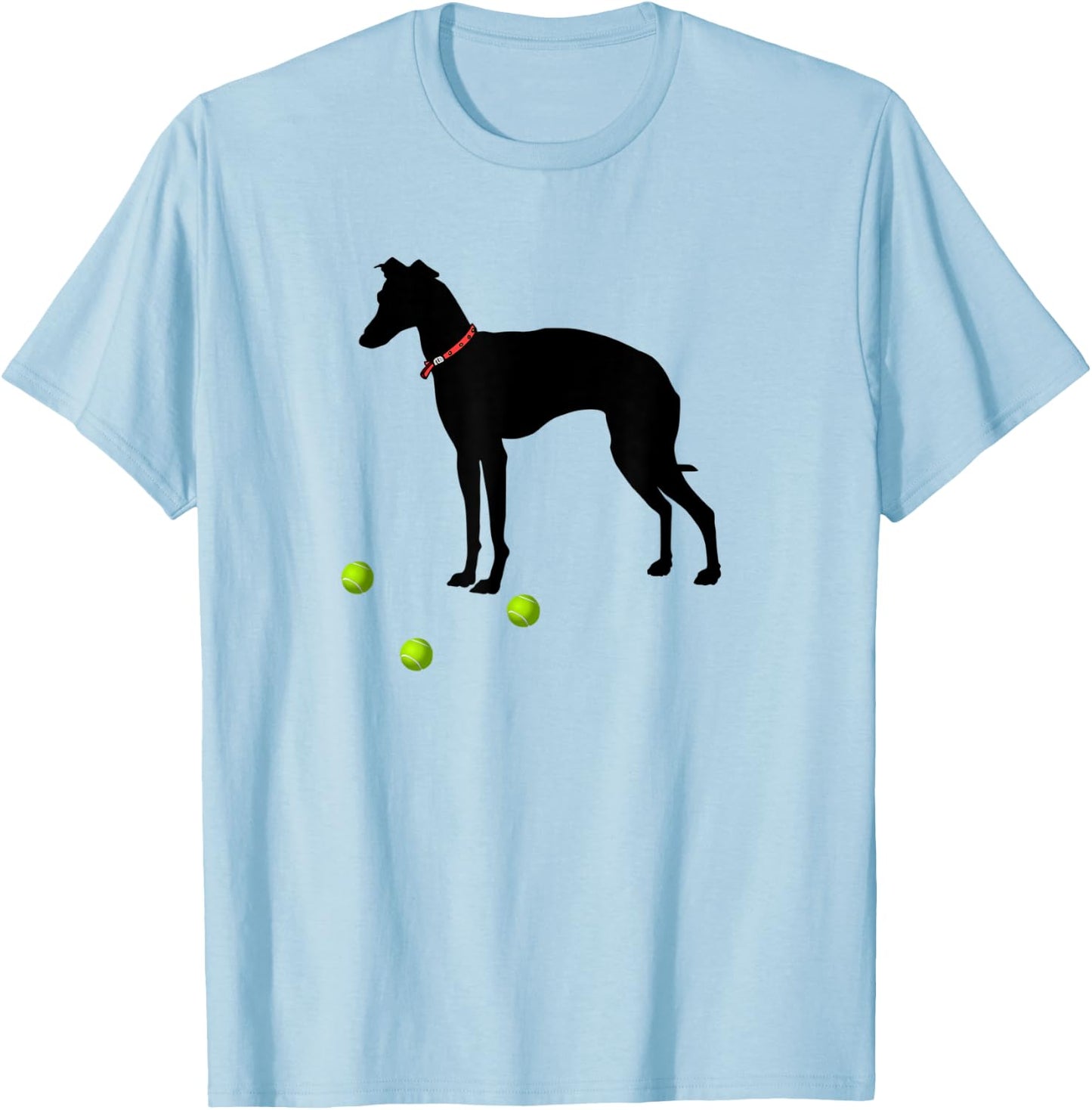 Italian Greyhound Dog Plays Fetch Yellow Tennis Balls Gift Men Women Kids T-Shirt - T-Shirt | Light Blue