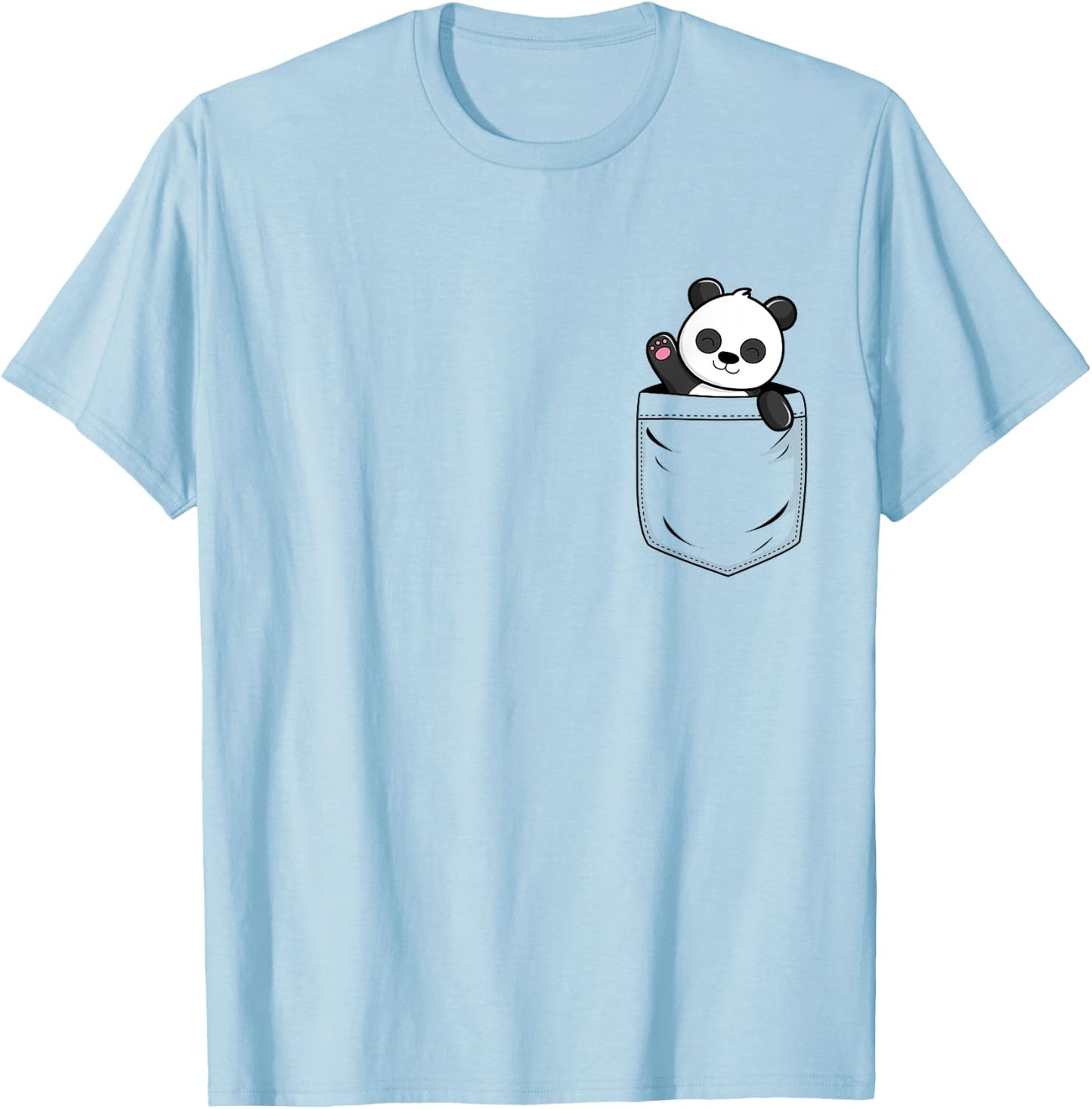 Panda Lovers Cute Funny Panda In Pocket T-Shirt - T-Shirt | Light Blue
