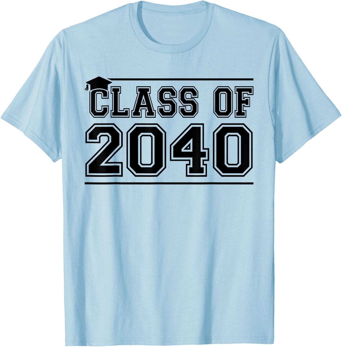 Class of 2040 Grow With Me Handprints On Back K to 12 Grade T-Shirt - T-Shirt | Light Blue