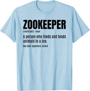 Zookeeper Noun Definition Zookeeper Animal Lover Zoologist T-Shirt - T-Shirt | Light Blue