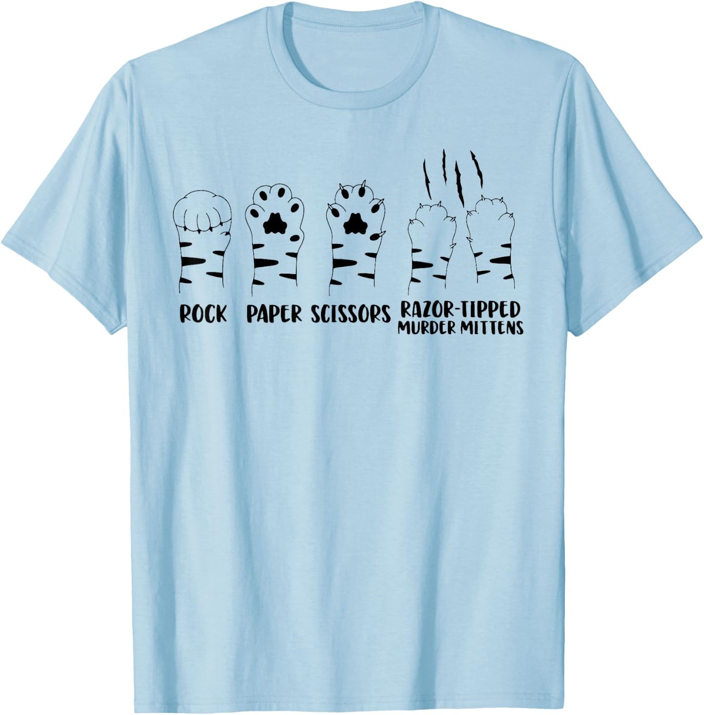 Cat Paw Rock Paper Scissors Razor Tipped Murder Mittens Men Women T-Shirt - T-Shirt | Light Blue
