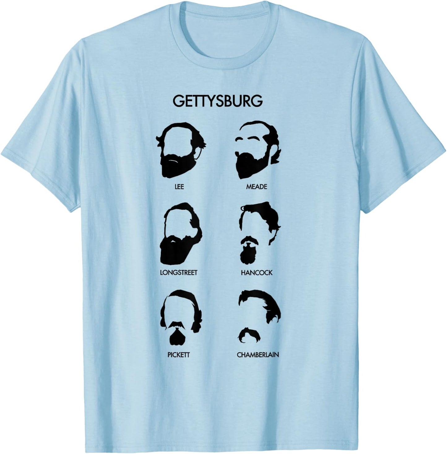 American Civil War Beards of Gettysburg Lee Meade Longstreet T-Shirt - T-Shirt | Light Blue