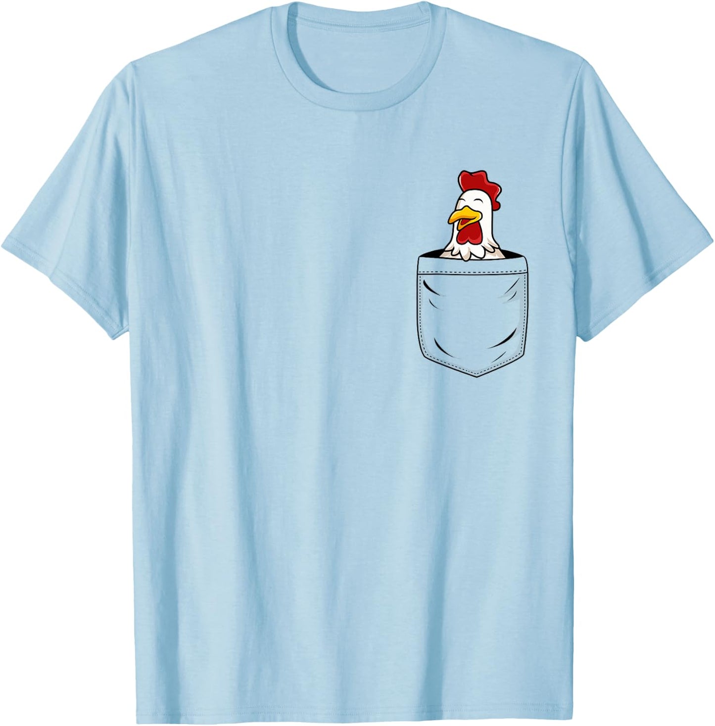 Chicken Lovers Cute Funny Chicken In Pocket T-Shirt - T-Shirt | Light Blue