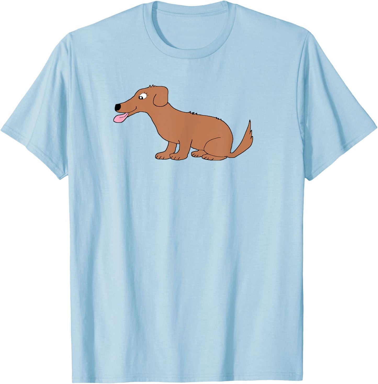 Cute Dog Smiling Simple Funny Cool Doggie Cartoon T-Shirt - T-Shirt | Light Blue