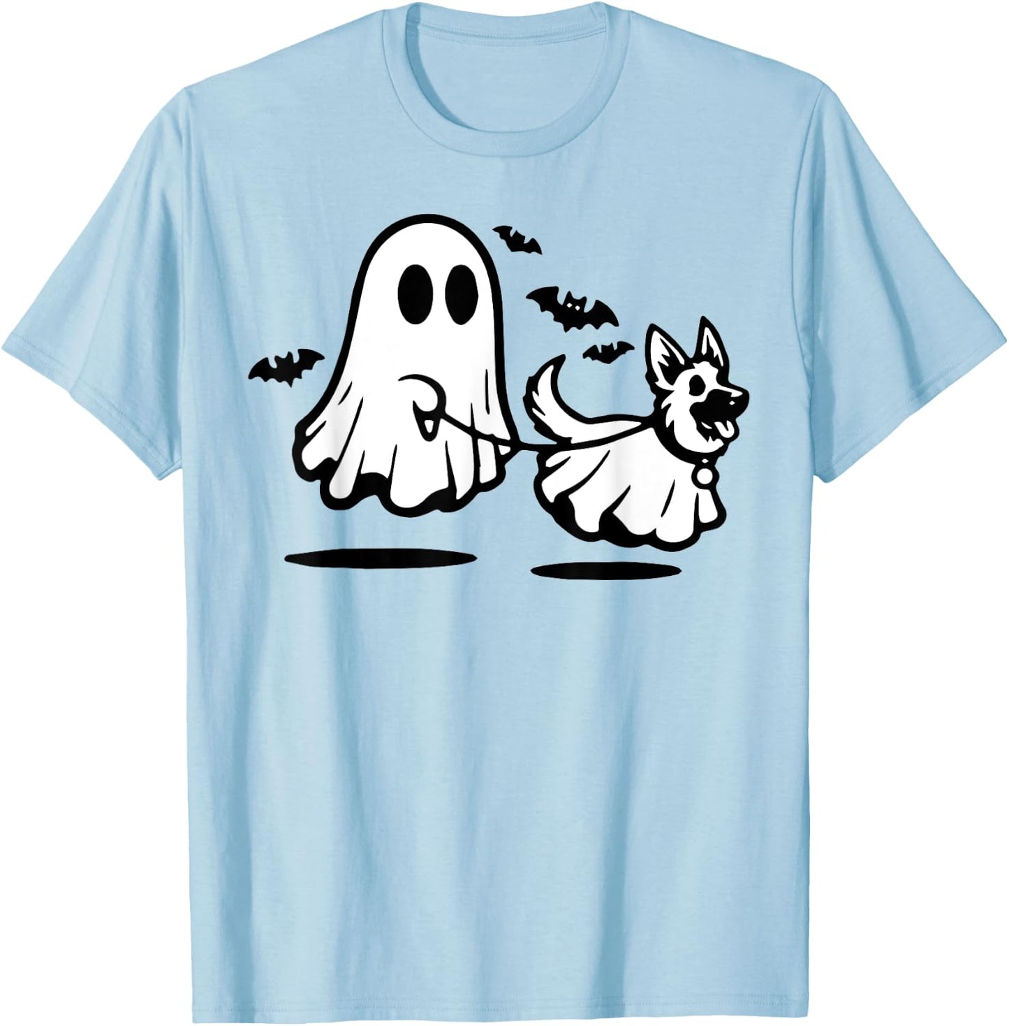 German Shepherd Ghost Walking Dog T-Shirt - T-Shirt | Light Blue