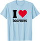 Red Heart I Love Dolphins T-Shirt - T-Shirt | Light Blue
