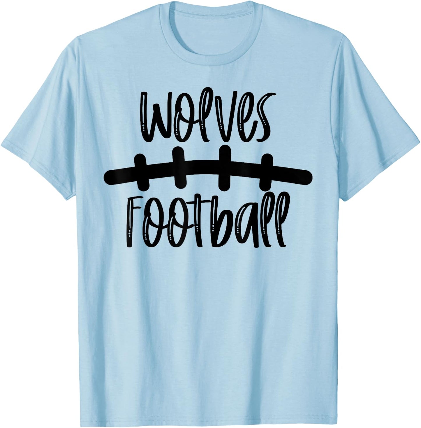 Wolves Football School Spirit Team Mascot Game Night T-Shirt - T-Shirt | Light Blue
