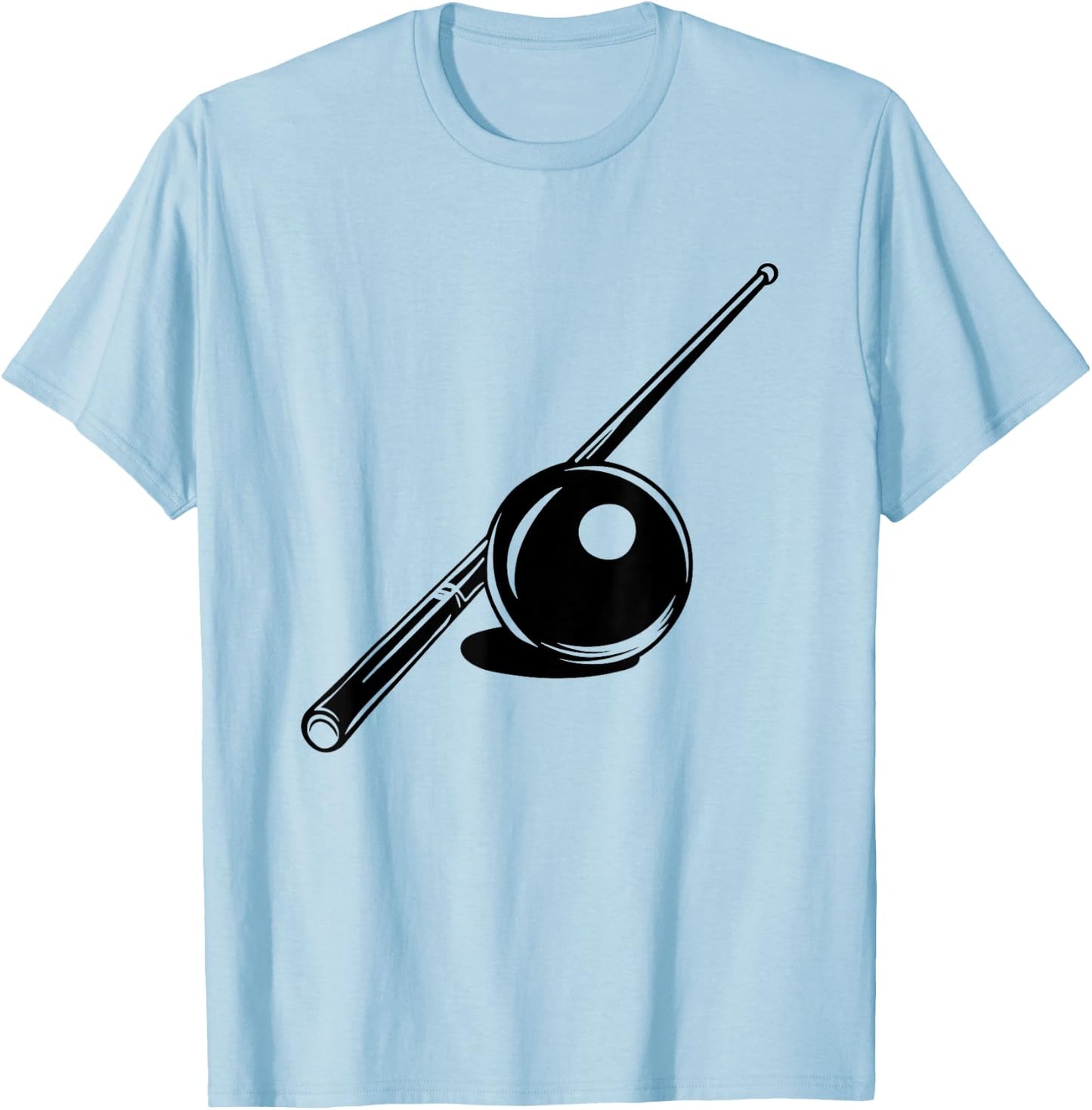 Billiard Ball and Cue Stick Sketch Carom Billiards T-Shirt - T-Shirt | Light Blue