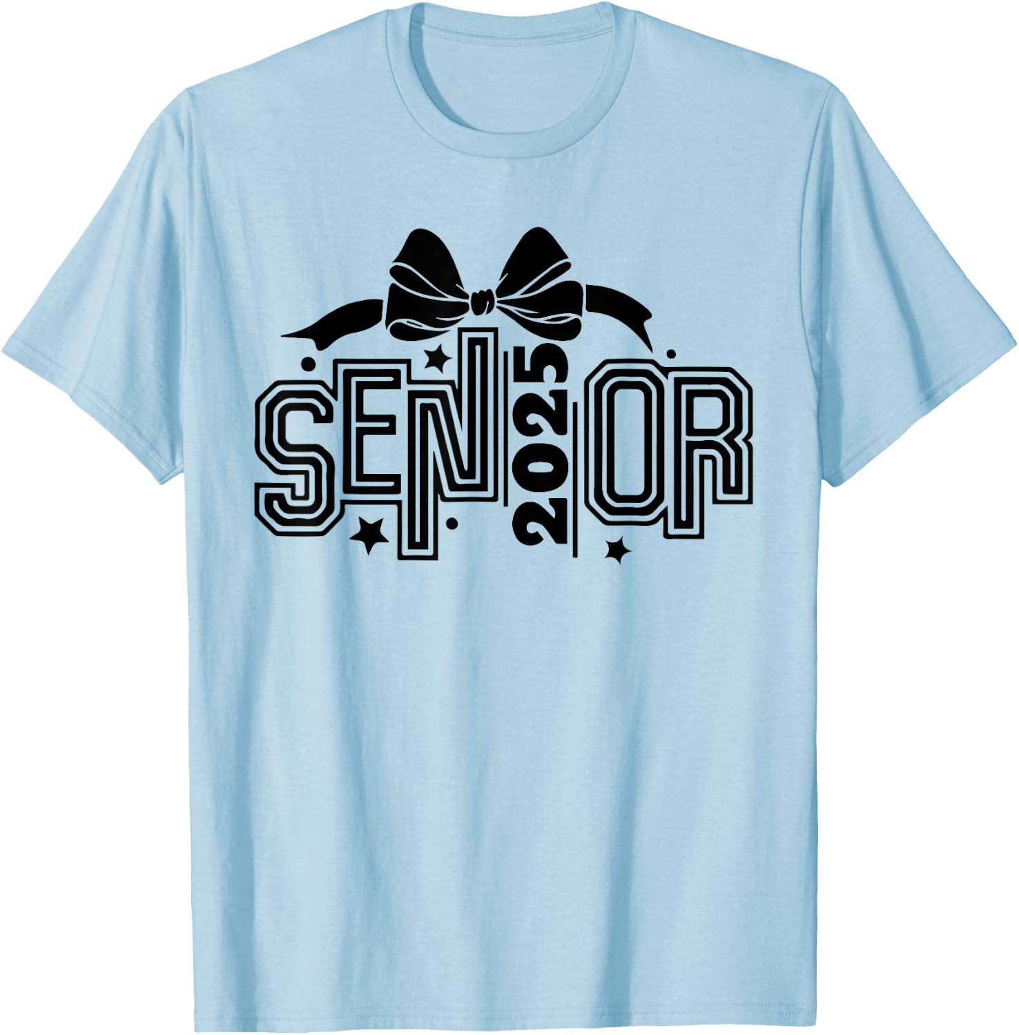 Senior 2025 Coquette Pink Bow Class of 2025 back to school T-Shirt - T-Shirt | Light Blue