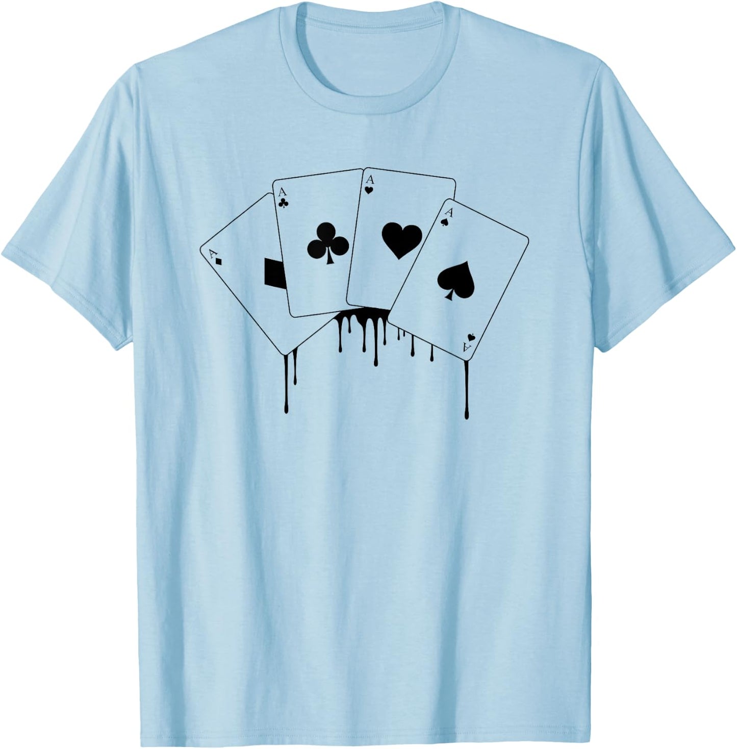 Vintage Hearts Spades Diamonds Clubs Graphic Casino Poker T-Shirt - T-Shirt | Light Blue