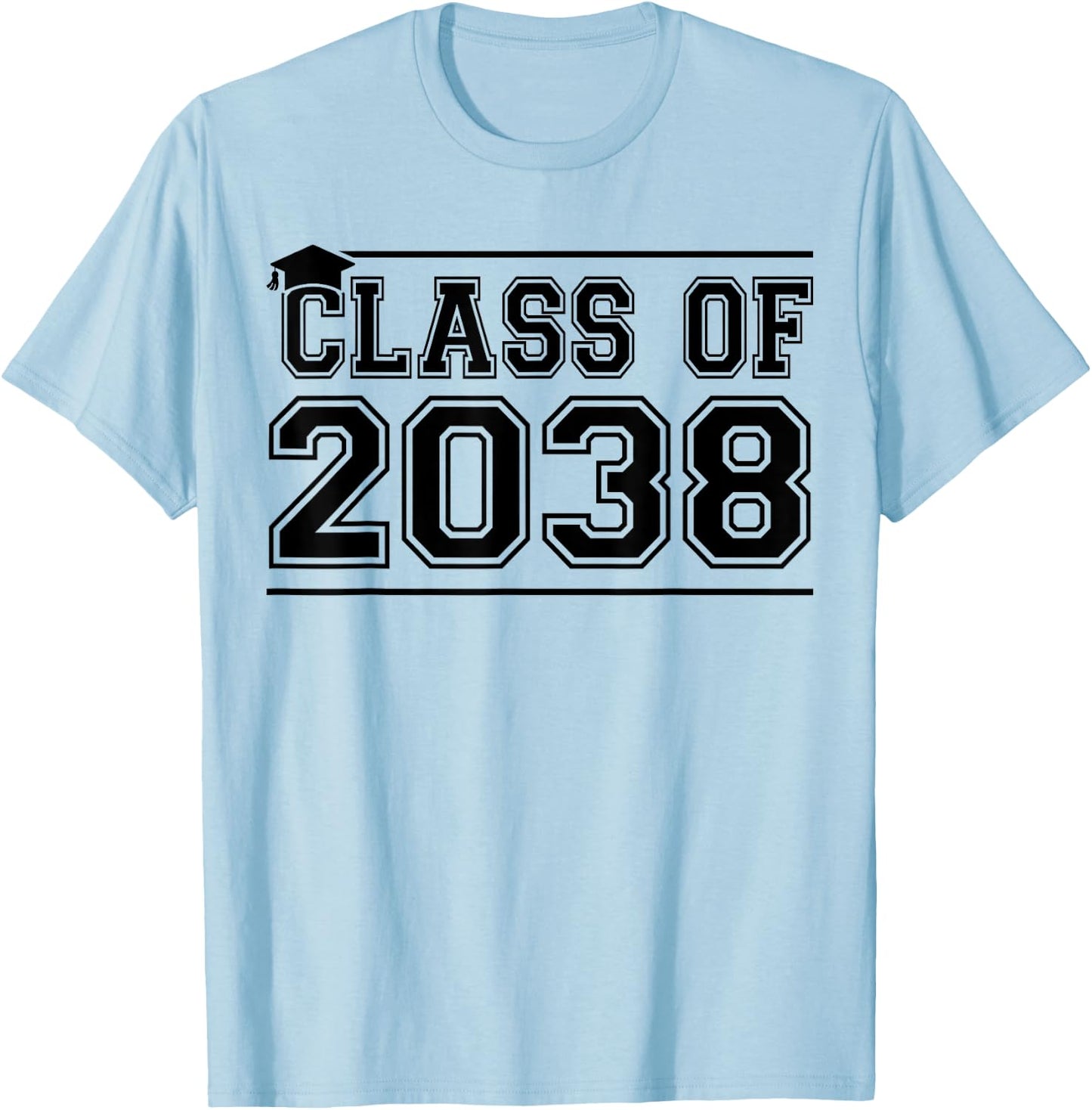 Class of 2038 Grow With Me Handprints On Back K to 12 Grade T-Shirt - T-Shirt | Light Blue