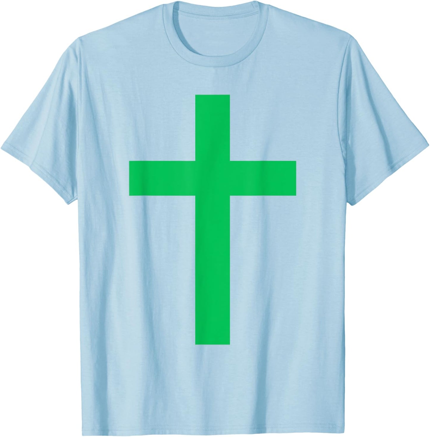 Green Christian Jesus Cross White T-Shirt - T-Shirt | Light Blue