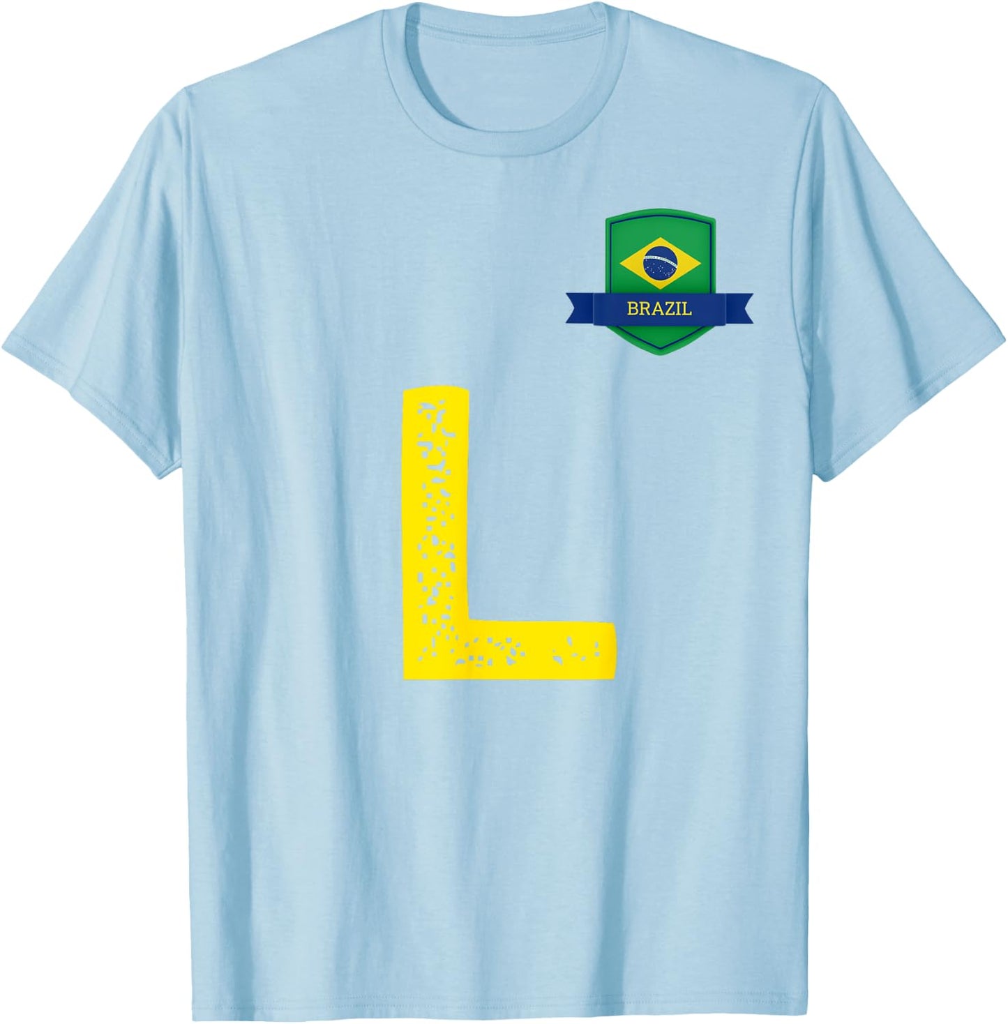 Brazil Human-Flag Letter L Brazil T-Shirt - T-Shirt | Light Blue