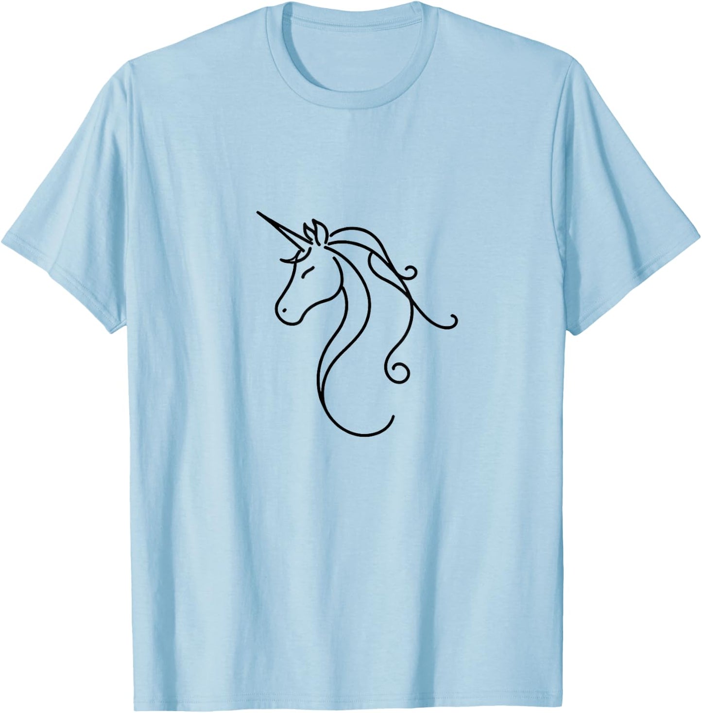 Biogeometry Elegant Minimalist Unicorn Sleek Line Art Print T-Shirt - T-Shirt | Light Blue
