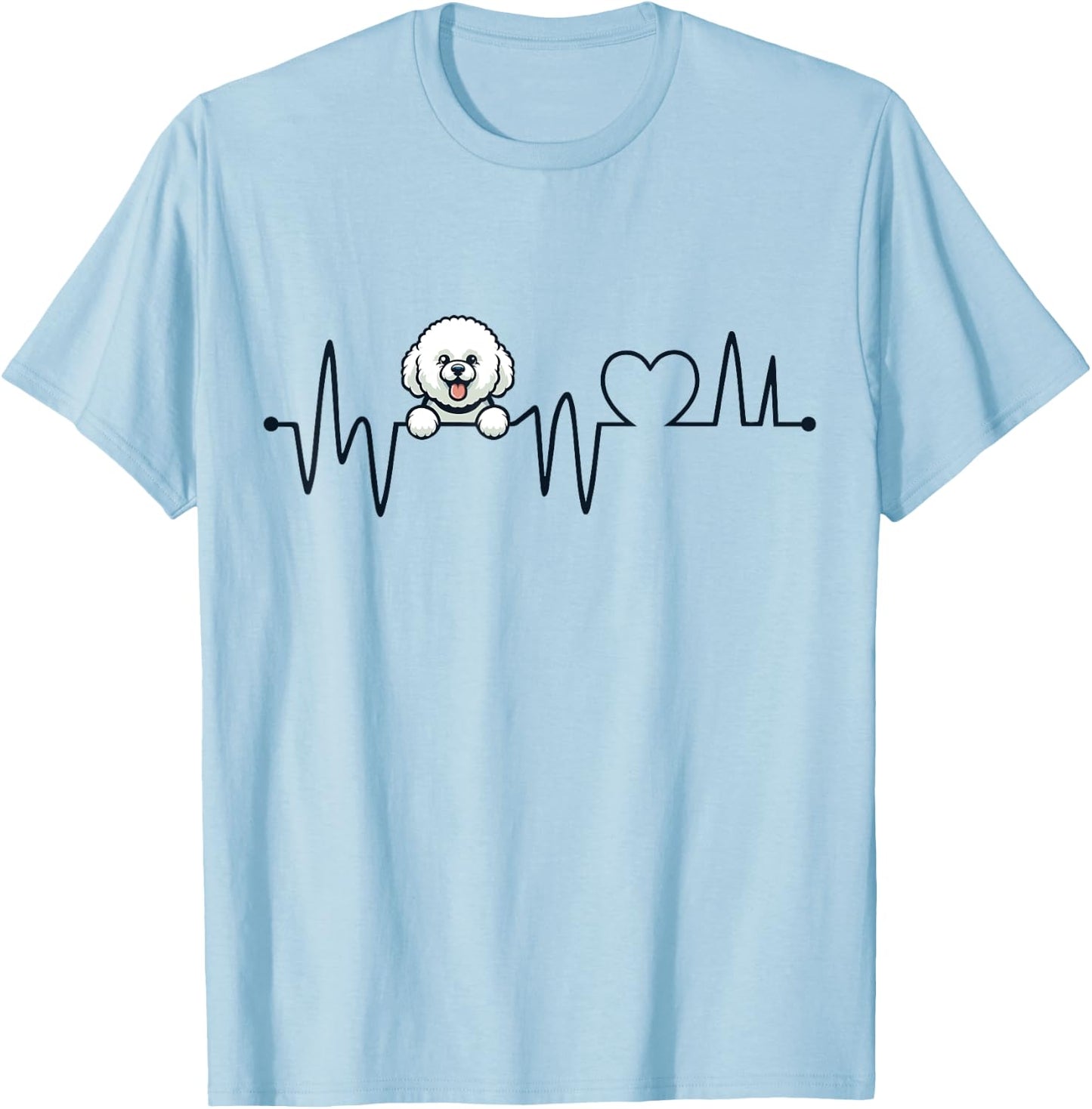 Bichon Frise Heartbeat - Men Women Kids Bichon Lover T-Shirt - T-Shirt | Light Blue
