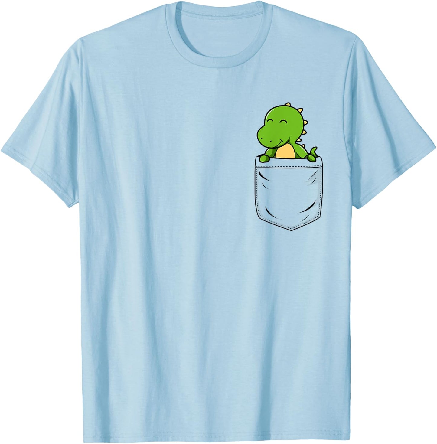 Dinosaur Lovers Cute Funny Dinosaur In Pocket T-Shirt - T-Shirt | Light Blue