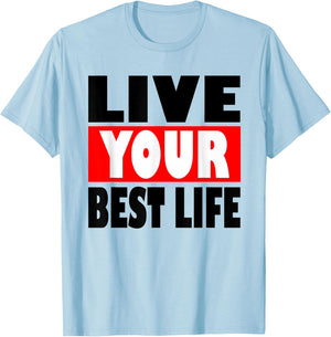 Christian apparel Satisfied with Jesus Live your best life T-Shirt - T-Shirt | Light Blue