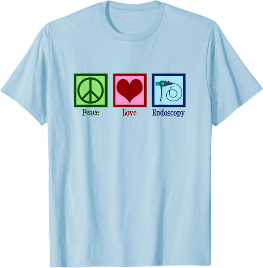 Peace Love Endoscopy T-Shirt - T-Shirt | Light Blue