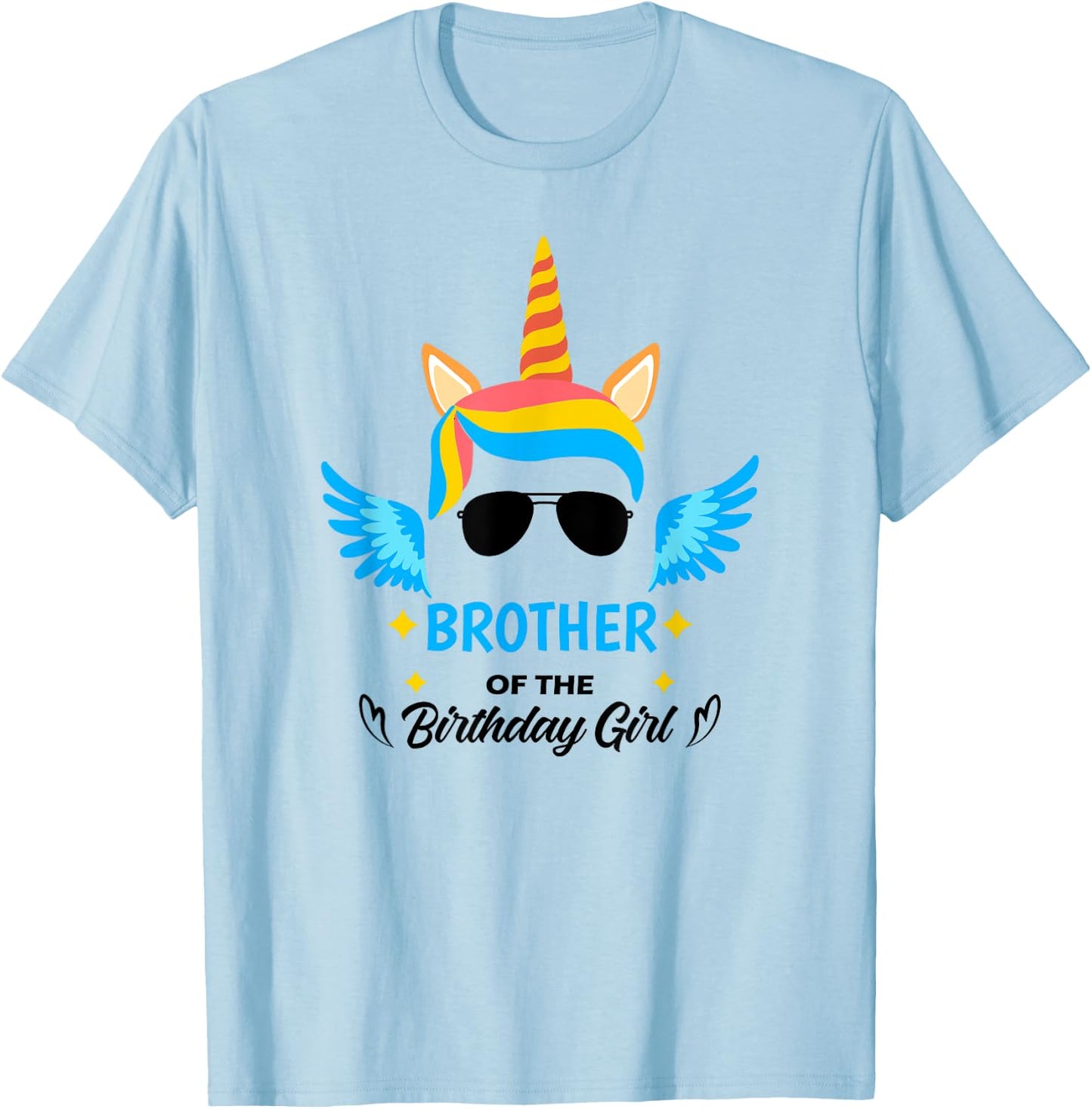 Brother of The Birthday Girl Brother Unicorn First Birthday T-Shirt - T-Shirt | Light Blue