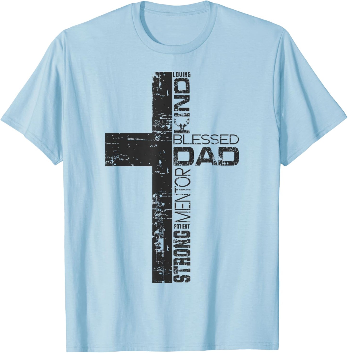 Blessed Dad Cross Christians Father's Day Christian Dad T-Shirt - T-Shirt | Light Blue