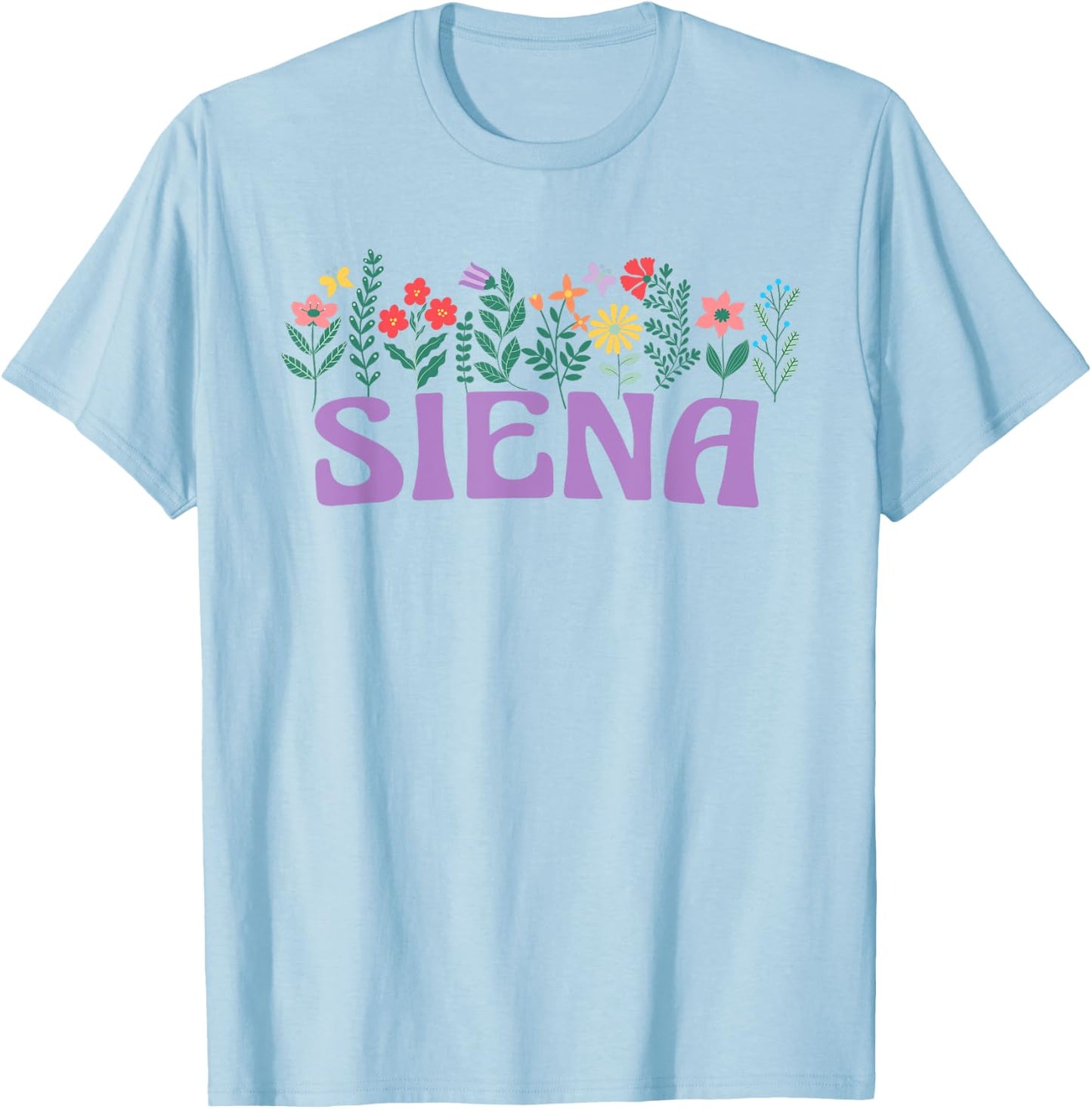 Wildflower Floral Siena First Name Mother's Day Women T-Shirt - T-Shirt | Light Blue