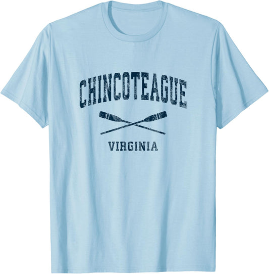 Chincoteague Virginia Vintage Nautical Paddles Sports Oars T-Shirt - T-Shirt | Light Blue