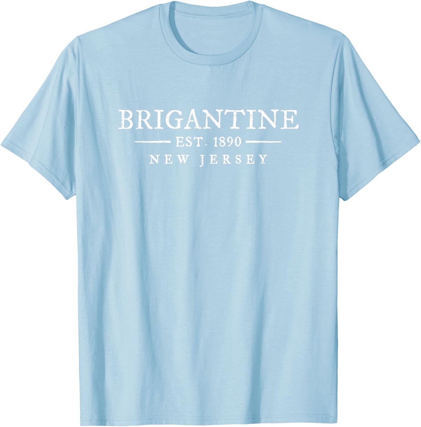 Brigantine New Jersey Vintage Letter Text Established T-Shirt - T-Shirt | Light Blue
