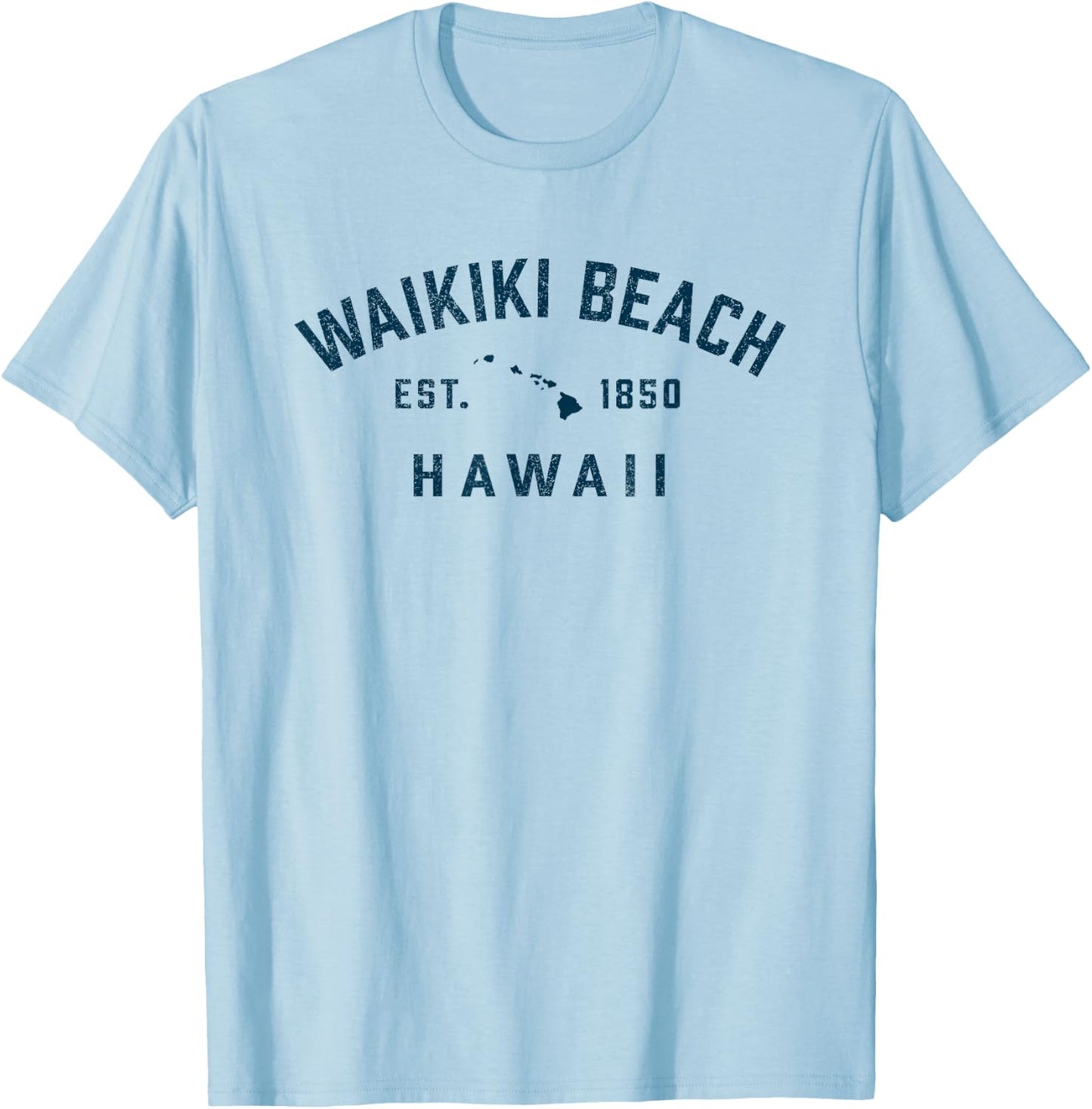Vintage Waikiki Beach Hawaii Throwback Retro Souvenir T-Shirt - T-Shirt | Light Blue