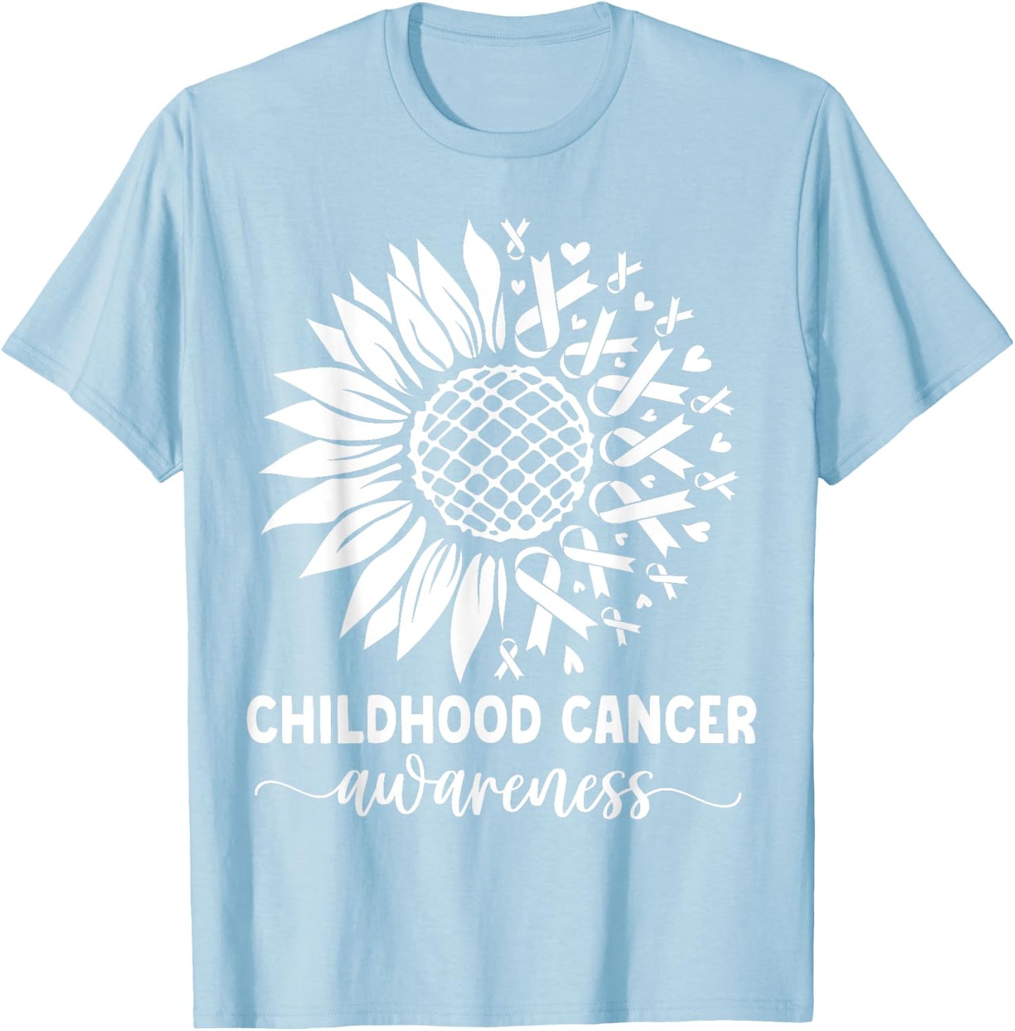 Childhood Cancer awareness Sunflower yellow childhood cancer T-Shirt - T-Shirt | Light Blue