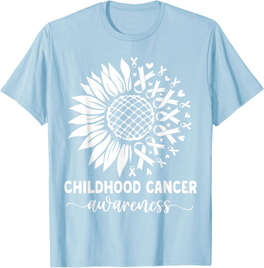 Childhood Cancer awareness Sunflower yellow childhood cancer T-Shirt - T-Shirt | Light Blue