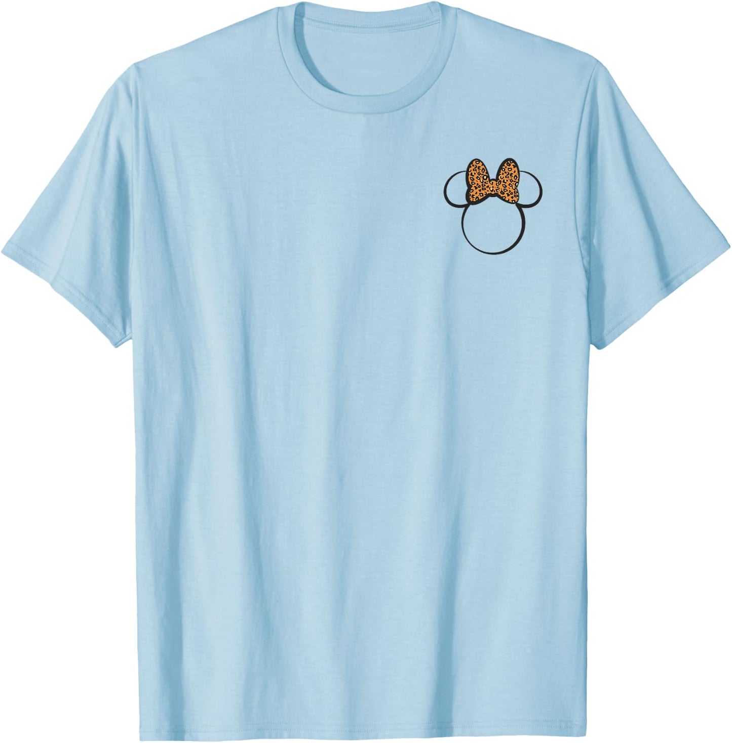 Disney Minnie Mouse Leopard Print Bow Pocket Minnie Ears T-Shirt - T-Shirt | Light Blue