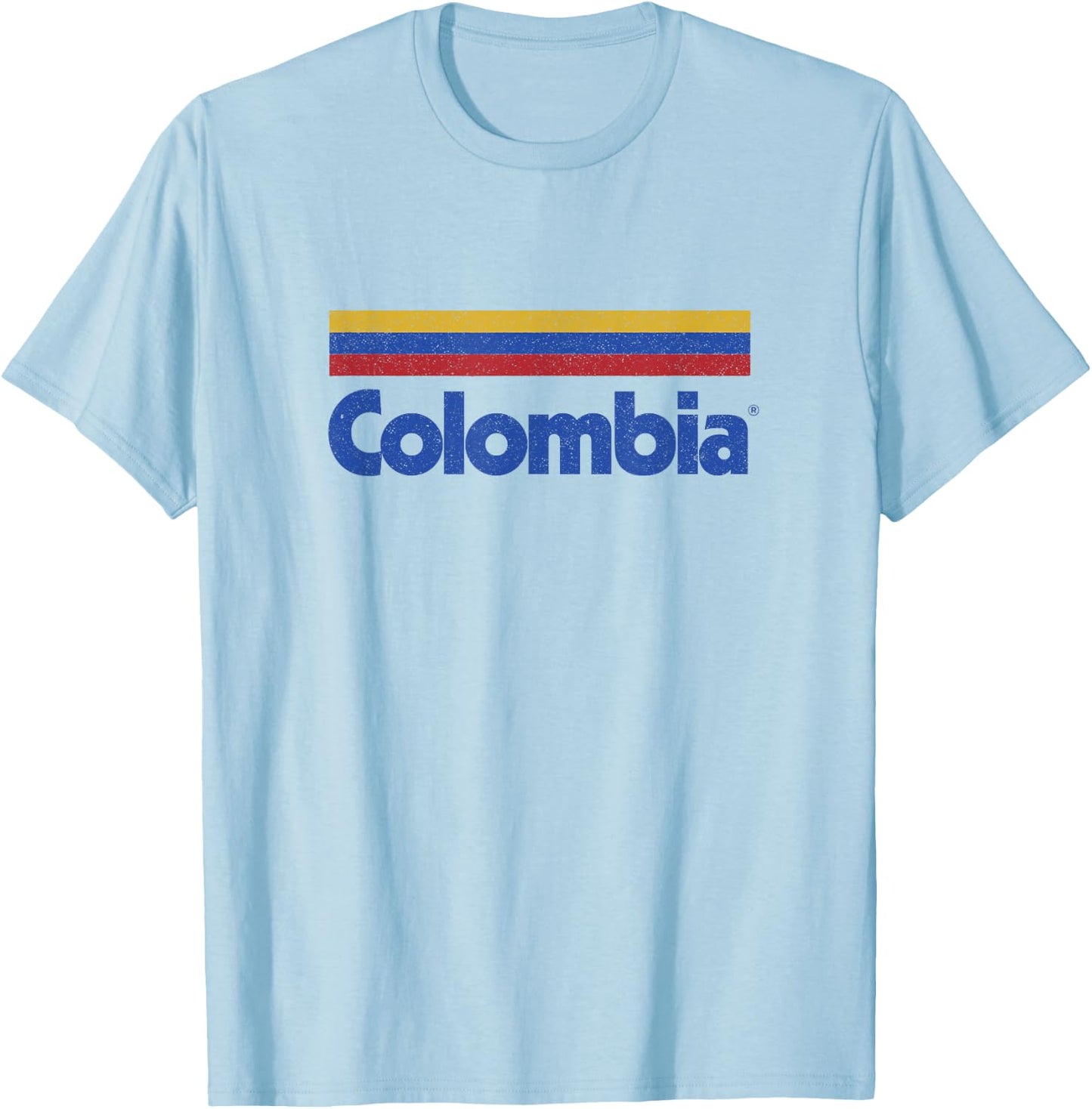 Retro Colombia Flag Vintage Colombian Pride Yellow Colombia T-Shirt - T-Shirt | Light Blue