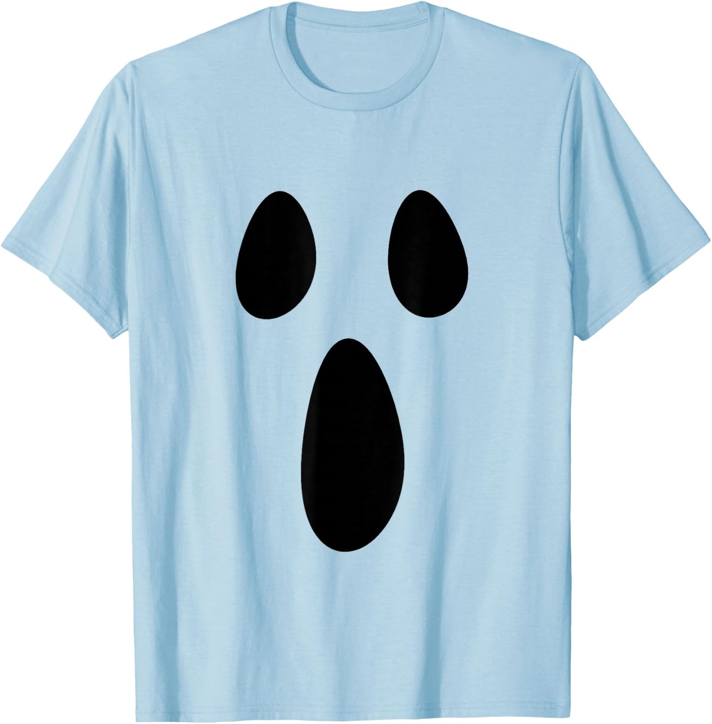 Ghost Silly Face Spooky Halloween Ghoul Face Easy Costume T-Shirt - T-Shirt | Light Blue